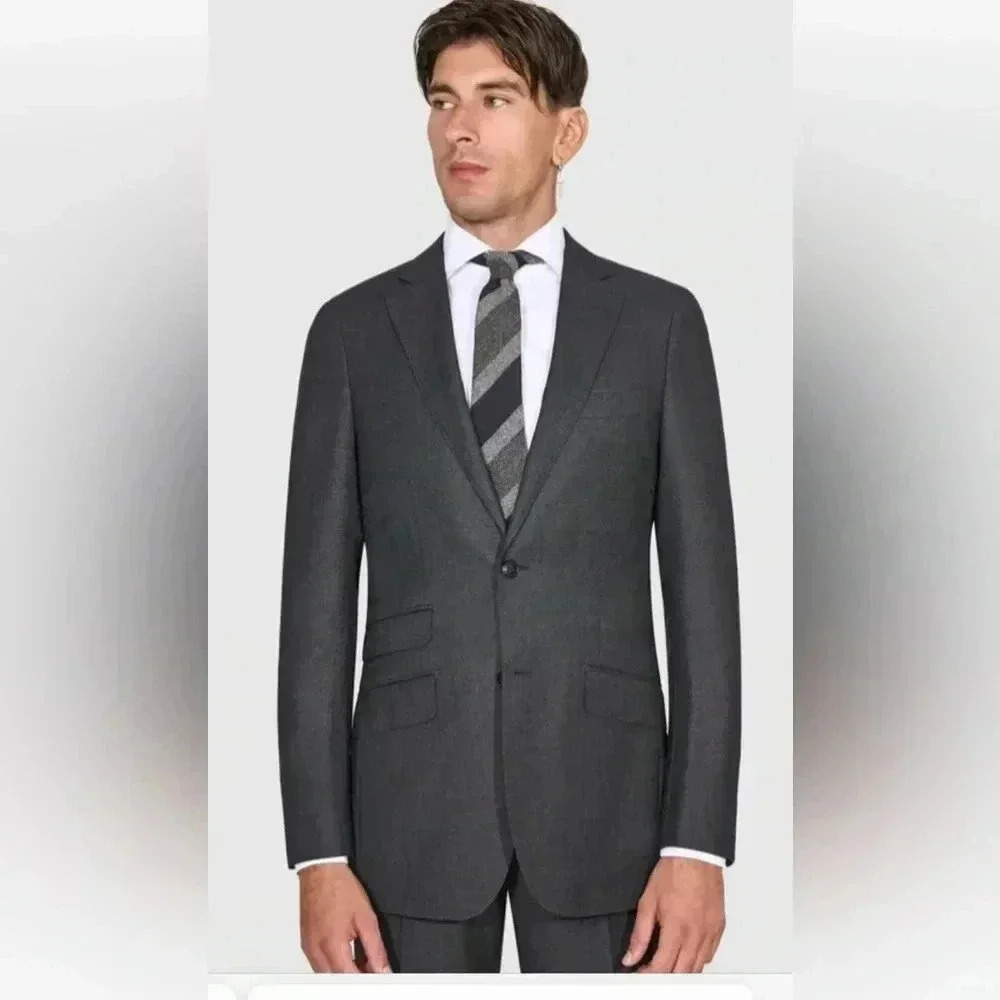 Suitsupply Pure Wool Sienna Dark Gray Birdseye Suit Jacket‎ Size 44 Vitale B.
